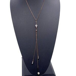 NWT WHBM Crystal from Swarovski Lariat Y Drop Tassel Necklace Rose Tone Classic